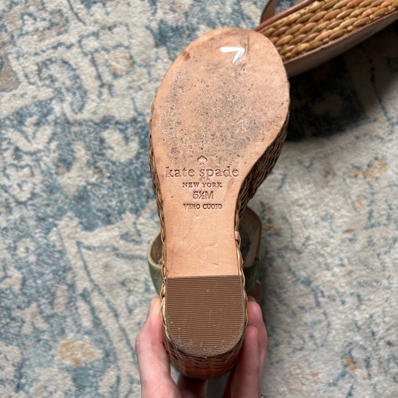 Kate Spade Dance Sea-foam Green Platform Basketweave Wedge Sandal Spring Sz 5.5 - Picture 4 of 8